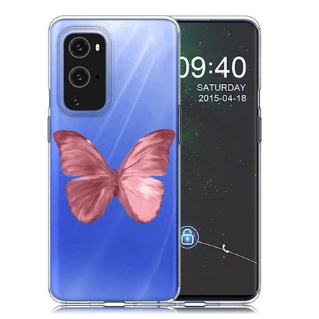 Butterfly läder OnePlus 9 Pro fodral - Röd