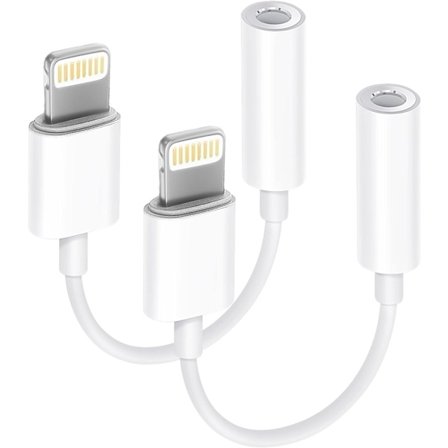 Apple MFi-certificeret 2-pak hovedtelefonadapter til iPhone, Lightning til 3,5 mm hovedtelefonstikadapter til iPhone-konverterdongle, 