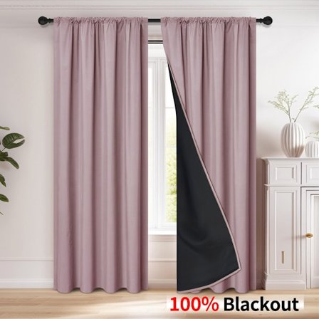 Varme mørklægningsgardiner med termisk belægning, kompatible med stue, soveværelse, køkken, boligindretning, værelsesdekoration i pink