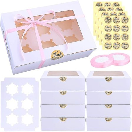 30 stk. Hvide papirkageæsker til cupcakes med bageriæske med