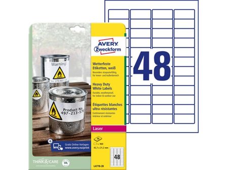 Avery Etikett slitstark 45,7x21,2mm 960/fp - Lyreco - Emballage och lagerutrustning > Etiketter och godsmärkning > Vattenfasta etiketter