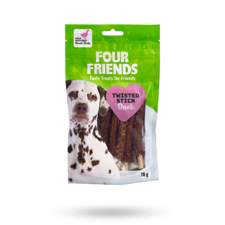 Fourfriends Twisted Stick Duck 12,5 cm 7-pack - Matskål, hundgodis & tuggisar