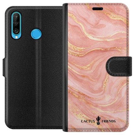 Kompatibel Tegnebogsetui til Huawei Huawei P30 lite Cactus and Friends – RoseGoldFlow