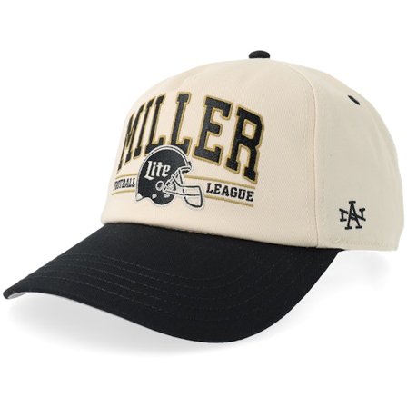 American Needle - Beige adjustable Caps - Miller Lite Football Roscoe Ivory/Black A-frame Adjustable @ Hatstore