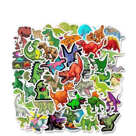 50st Stickers Klistermärken - Djur Motiv - Cartoon - Dinosaurie Multifärg