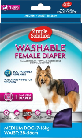 Simple Solution - Vaskbar bleie for tisper, M, Midje 38-56cm - Hund - Hundepleie & kosttilskudd - Tispetruser - ZOO.no