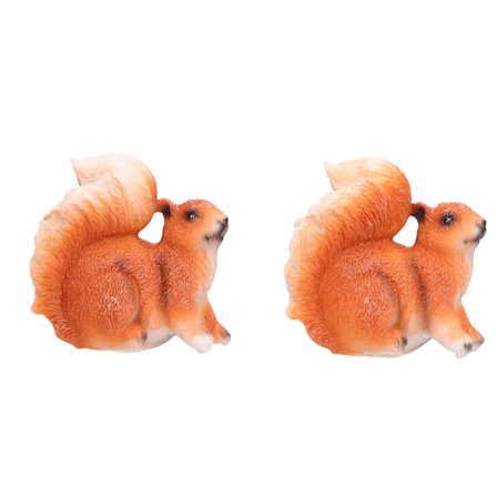 Ekorre Hartsskulpturer Set Miniatyr Djur Statyer för Trädgård Gräsmatta Dekor