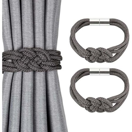 2 kpl vahvoja magneettisia verhonauhaa, tummanharmaa - spot-myynti