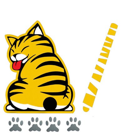 Sjov tegneserie kat bevægelig hale klistermærke (gul kat), bil bagrude reflekterende vinduesvisker klistermærke, reflekterende vinduesvisker 