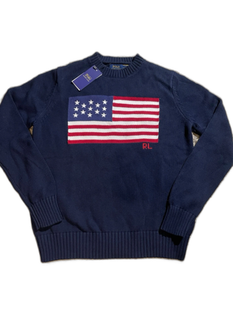 Mörkblå stickad tröja Polo Ralph Lauren