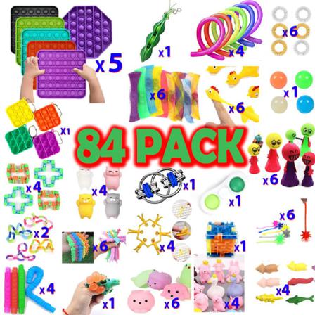 84 Pack Fidget Toy Set Pop It Sensory Toy För Vuxna & Barn Multifärg