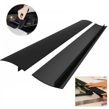 2-delt sæt med tætningslister til køkkenbordplade - dækning af mellemrum på bordplade - 63,5 cm (Sort)