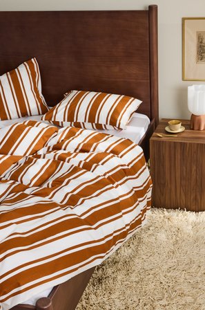 Jotex - Dynetrekksett Enkeltseng Økologisk Brun/hvit - DEBBIE - Kjøp Enkeltseng hos Jotex