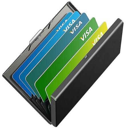 Mænd Kreditkort Holder Sort Slim Penge Klip Metal Tegnebog Id-Kort Etui Bærbar