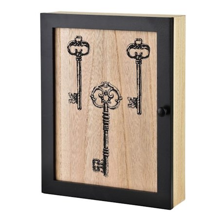 STACY Nyckelskåp i trä med vintage motiv, 26x20x5,5 cm