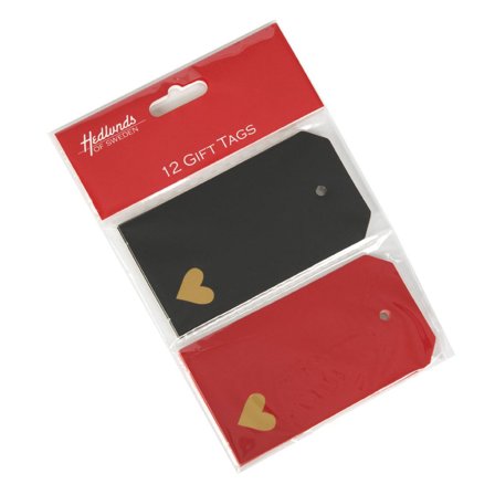 HEDLUNDS OF SWEDEN Hängetikett röd och svart 12/fp - Lyreco - Emballage och lagerutrustning - Presentinslagning - Presentetiketter