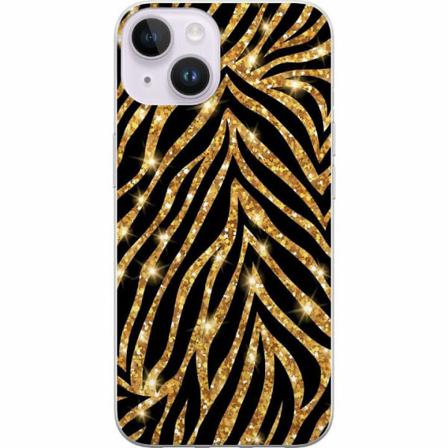 Apple Iphone 14 Genomskinligt Skal Gold & Glitter