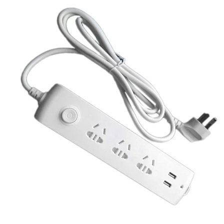 Grenuttag, 3-portars australiensiska eluttag 2 USB Överspänningsskydd 1,8 m för USB-produkter, Vit (AU P