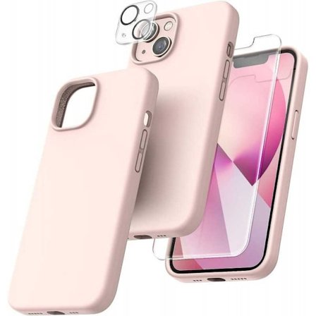 Gummibelagt stilfuldt cover 3in1 iPhone 13 Mini - Pink