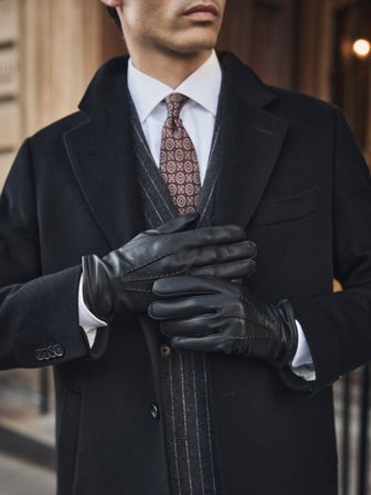 John Henric Men's Schwarze Lederhandschuhe Size 8,5