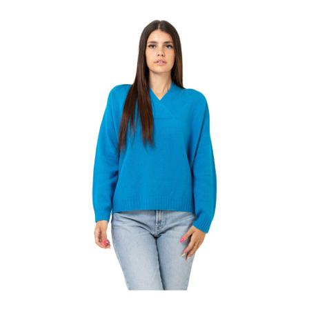 Alysi Round Neck Sweater Blå, Dame