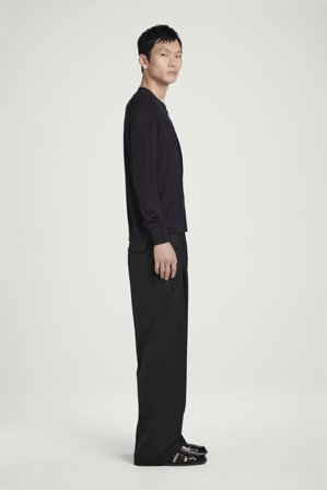COS Men's Pantalón De Sarga De Lana Con Cintura Elástica in Negro