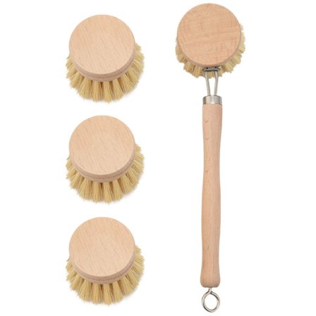 Oppvaskbørste i tre, kjøkkenbørste med trehåndtak - Rengjøringsbørste