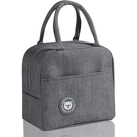 Grå - 2-delt isolert lunsjboks, liten lunsjkurv, mini isolert lunsjpose
