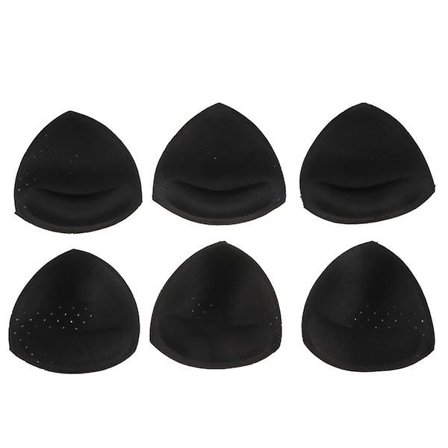 3 par brystputer BH-puter Innlegg BH-svampputer Sport Yoga BH-innlegg Svart 14X13CM Svart 14X13CM