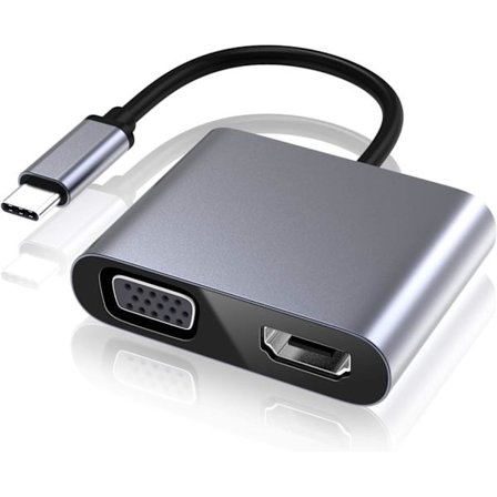 USB C til VGA HDMI-adapter, Type C til VGA HDMI 4K UHD-konverter