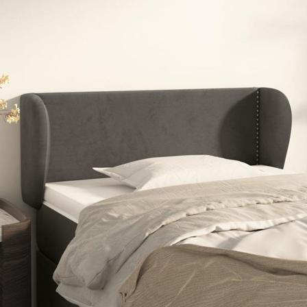Vidaxl Huvudgavel Med Kanter Mörkgrå 83x23x78/88 Cm Sammet Grå