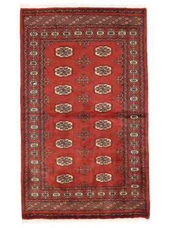 Pakistan Bokhara 3Ply Teppe Håndknyttet 95X156 Mørk Rød/Svart