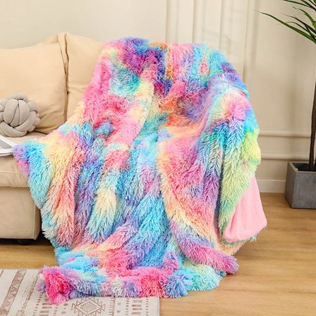 Elegant romantisk bekväm filt regnbågsfärg hög kvalitet
