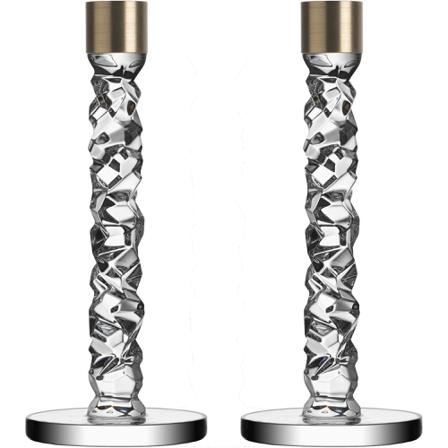 Orrefors Carat lysestage i messing, 2 stk. - Glas og messing | KitchenOne