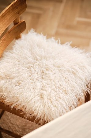 Jotex - Sitzpolster Aus Kunstpelz 40x40 Cm Weiß - SHAGGY - Kaufe Sitzkissen und Sitzpolster bei Jotex