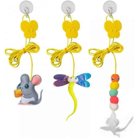 3 stk. / 6 stk. hengende katteleker, filtmuse-kattungeleker, uttrekkbar katteøvelsesleke med tau for innendørs kattelek, jaktøvelse [HK]