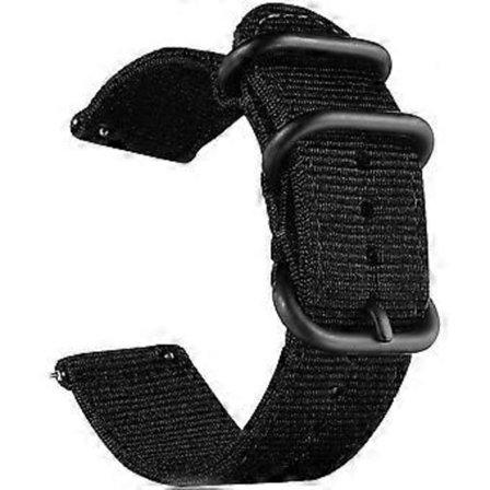 20mm Sort Universal Ballistisk Klokkereim, Nylon Canvas Vevd Løkke Erstatning Armbånd Håndleddsrem Spenne Feste Justerbar Lukking for Smartklokke