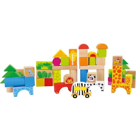Byggklossar i trä - Small foot företag - Zoo - 100% FSC - Finmotorik - Blandad