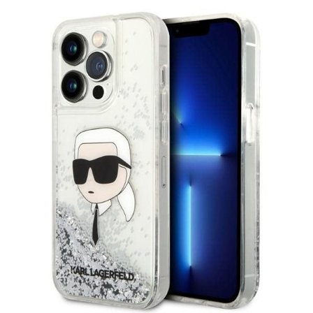 Karl Lagerfeld KLHCP14LLNKHCH iPhone 14 Pro 6,1" silver/silver hårda fodral Glitter Karl Head