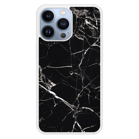 Siliconeförstärkt tryckt skal kompatibel med Apple iPhone 13 Pro Marmor Svart