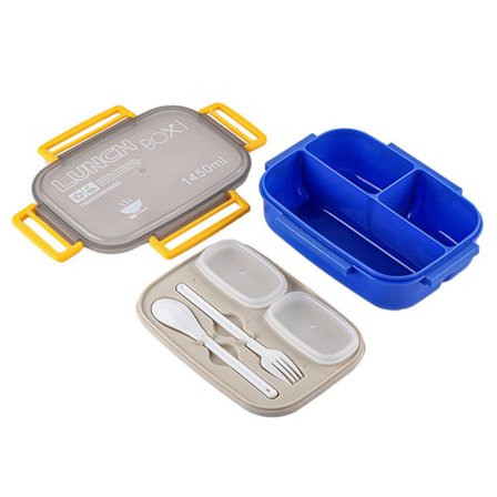 All-in-One Modern Lunchbox med 2 Stapelbara Behållare, Diskmaskinsäker Bentobox med Fack, Matbehållare