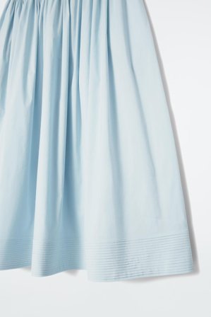 COS Women's Falda Midi Evasé Con Fruncido in Azul