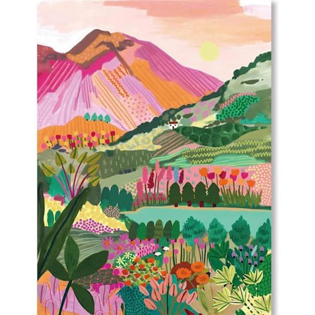 30x40cm, Fargerikt landskap 5d diamantmalt rhinstein broderi