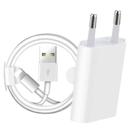 Telefonkabel, EU-stik USB-opladningskabelsæt til iPhone 6 6S 7 8 Plus X XR XS 11 12 13 Pro Max, Kabel - Oplader og 3m kabel
