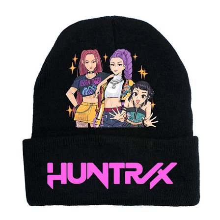 KPOP DEMON HUNTER omkransende strikket hat krøllet uldhat trykt beanie hat udendørs kold hat voksen