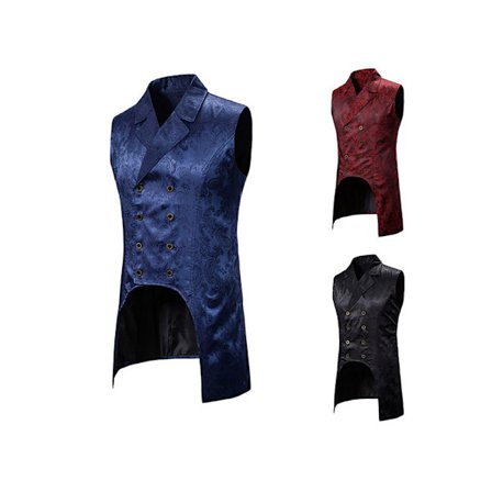 Gotisk Steampunk Dobbeltknappet Vest Brokade Livstykke til Mænd