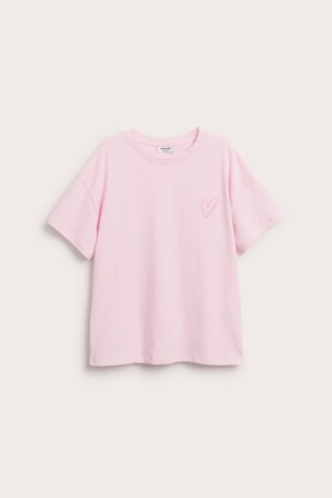 Kappahl | T-shirt med tryck och strass Rosa 170 | Rosa