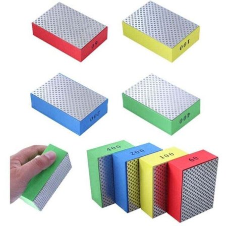 Timanttikäsikiillotustyynyt Hiomalaikat Kivelle Keraamisille Laatoille Lasille 4 Karkeustasoa - 60 100 200 400 (Hopeinen Puoli) DEBUNS