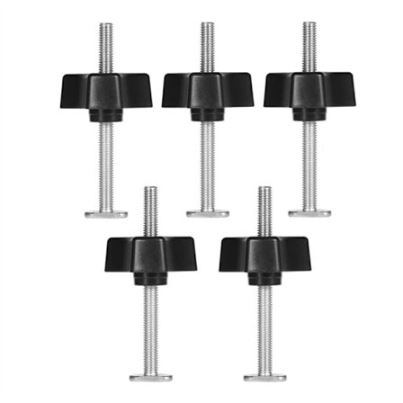 5-delt T-bolt-knapsæt, T-skrue og plast-knapmøtrik - Træbearbejdningsværktøj, skruefastgørelse, brug med 1/4" og T-spor