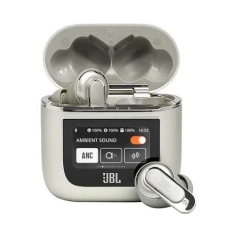 Nya Tour PRO 2 trådlösa Bluetooth-hörlurar med skärm, beige guld